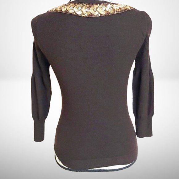 Blumarine Cashmere Holiday Sweater with Embellishments & Bow Size: 42 - Picture 6 of 11